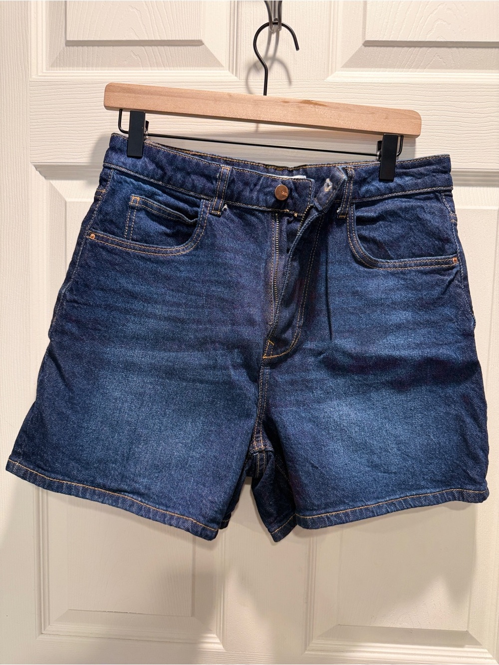 Zara Denim Shorts Size 8 Medium Wash High Rise Jean Shorts Classic Casual - Picture 5 of 10